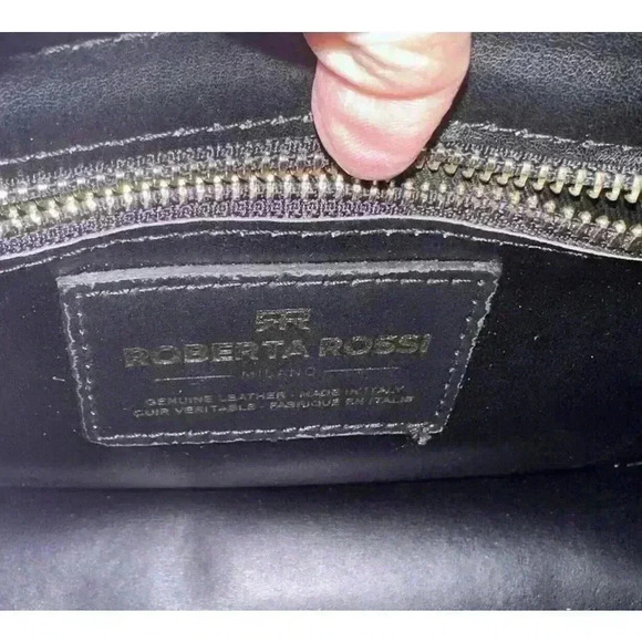 New ROBERTA ROSSI Genuine Leather Flap Satchel/Crossbody Bag Black Made In Italy - Picture 13 of 16